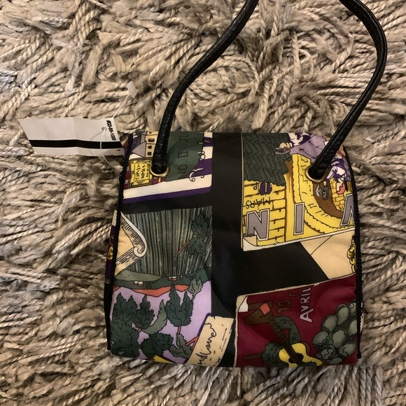 VINTAGE Nicole Miller crossbody bag silk leather - Picture 6 of 8